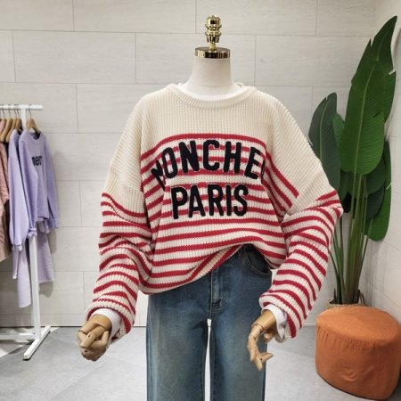 단가라 파리부클 니트티셔츠