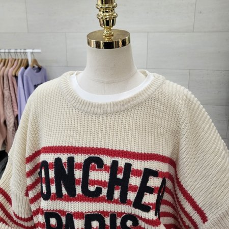 단가라 파리부클 니트티셔츠