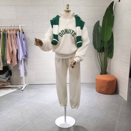 반집업 도넛패치 골지 조거세트