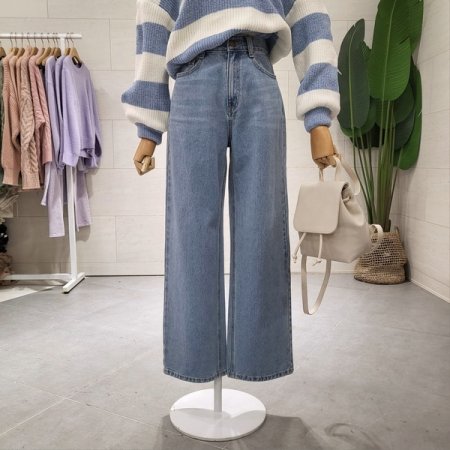 뒷밴딩 와이드 데님팬츠