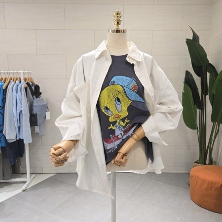 루즈핏 컬러 코튼남방