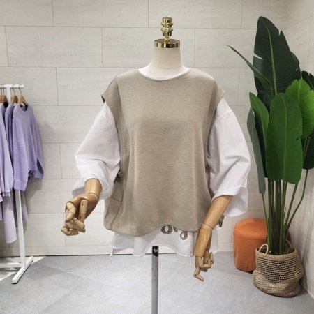 아방 스트링 레이어드 조끼