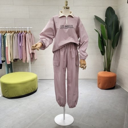 아노락 넥니트 포인트 조거세트