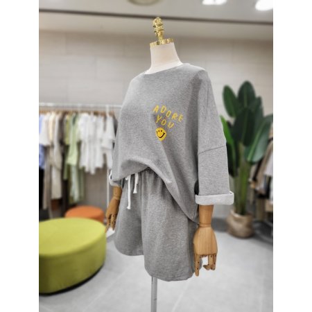 백 컬러프린트 아도반바지세트