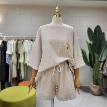 백 컬러프린트 아도반바지세트