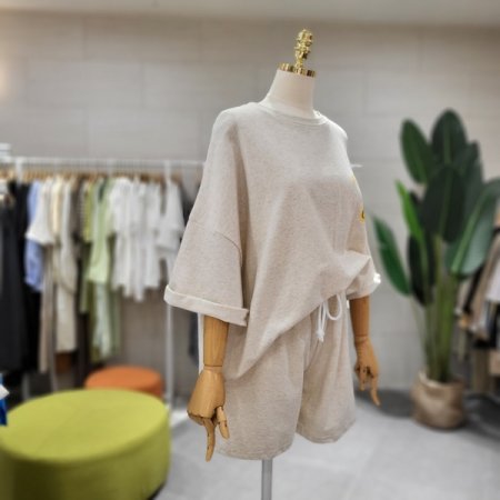 백 컬러프린트 아도반바지세트