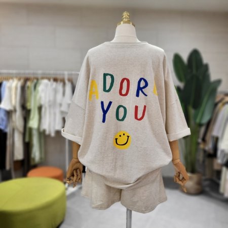 백 컬러프린트 아도반바지세트