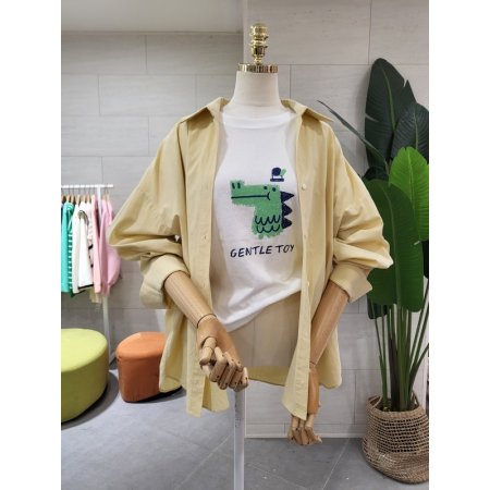 루즈핏 가슴자수 코튼남방