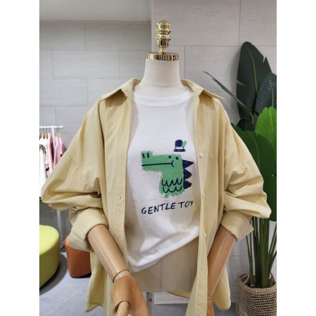 루즈핏 가슴자수 코튼남방