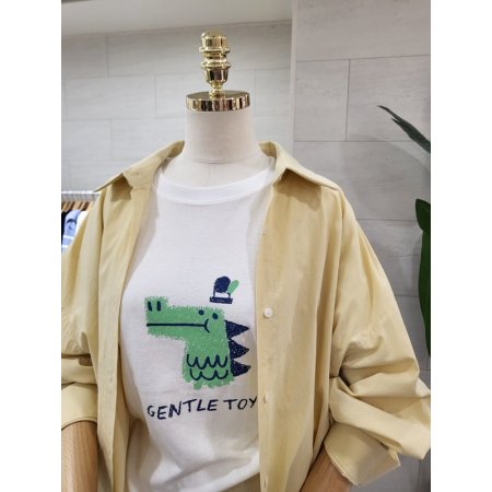 루즈핏 가슴자수 코튼남방