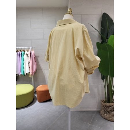 루즈핏 가슴자수 코튼남방