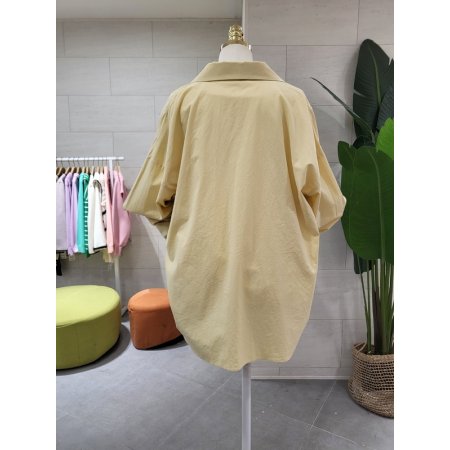 루즈핏 가슴자수 코튼남방