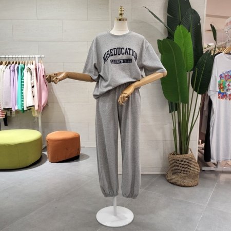 힐 레터링 반팔조거세트