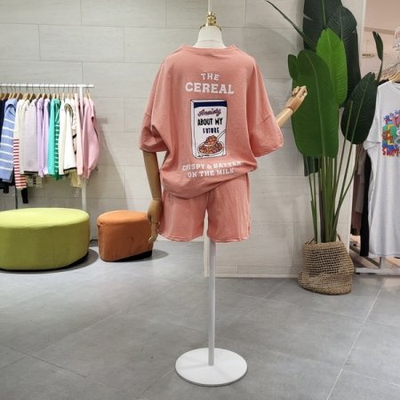 씨리얼 백프린팅 반바지세트