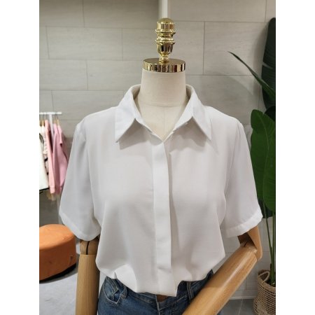 찰랑 히든버튼 반팔 블라우스