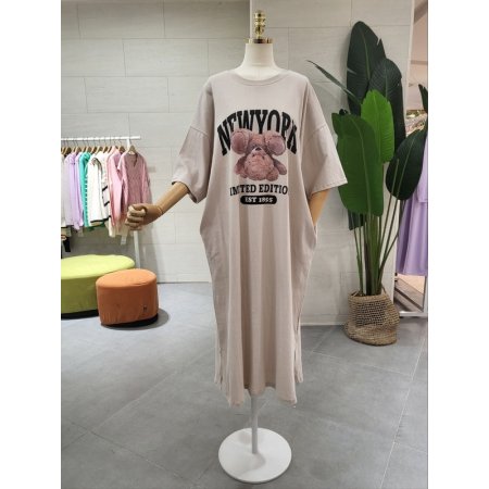 루즈핏 반전곰돌이 면원피스