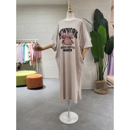 루즈핏 반전곰돌이 면원피스