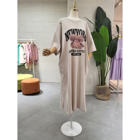 루즈핏 반전곰돌이 면원피스