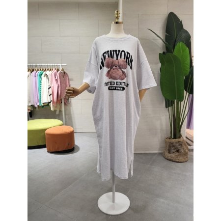 루즈핏 반전 곰돌이 면 원피스