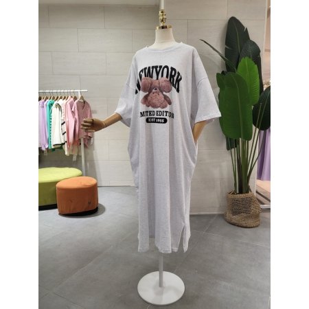 루즈핏 반전 곰돌이 면 원피스