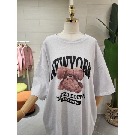 루즈핏 반전 곰돌이 면 원피스