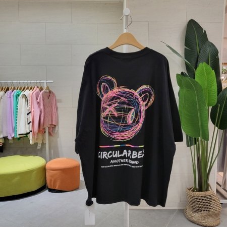 루즈핏 백 써클베어 티셔츠