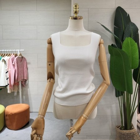 양면 스퀘어 브이넥 민소매니트