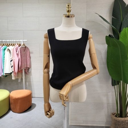 양면 스퀘어 브이넥 민소매니트