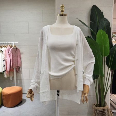 아쿠아 투포켓 부클가디건