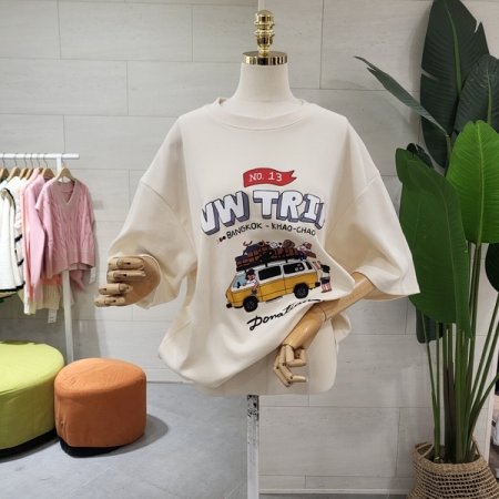 루즈핏 트릴 프린팅 티셔츠