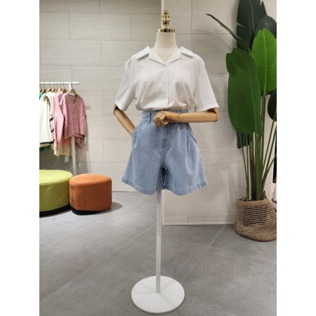 찰랑 오픈 반팔 브이셔츠