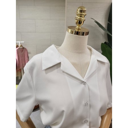 찰랑 오픈 반팔 브이셔츠