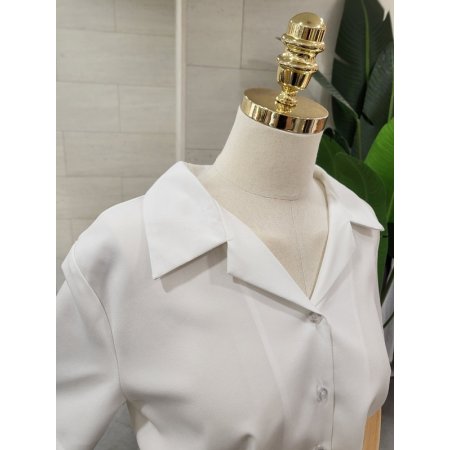 찰랑 오픈 반팔 브이셔츠