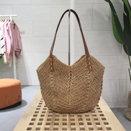 라탄 짜임 포인트 숄더백