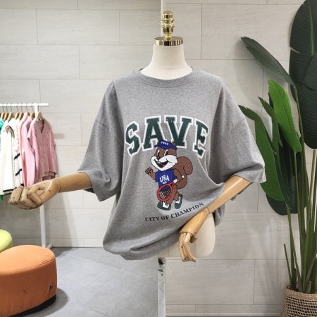 라켓 다람쥐 반팔 롱티셔츠