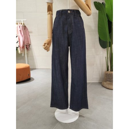 청 해지 세로포켓 통 일자팬츠