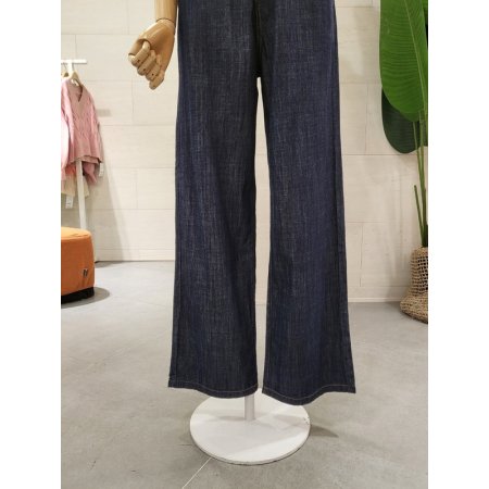 청 해지 세로포켓 통 일자팬츠