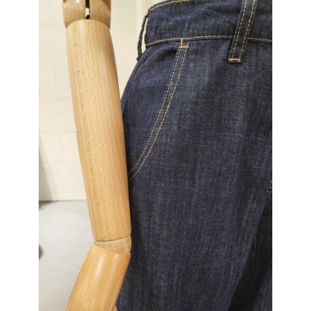 청 해지 세로포켓 통 일자팬츠