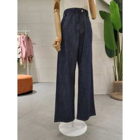 청 해지 세로포켓 통 일자팬츠