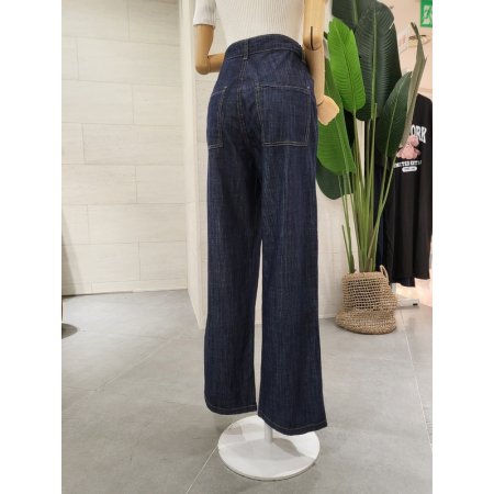 청 해지 세로포켓 통 일자팬츠