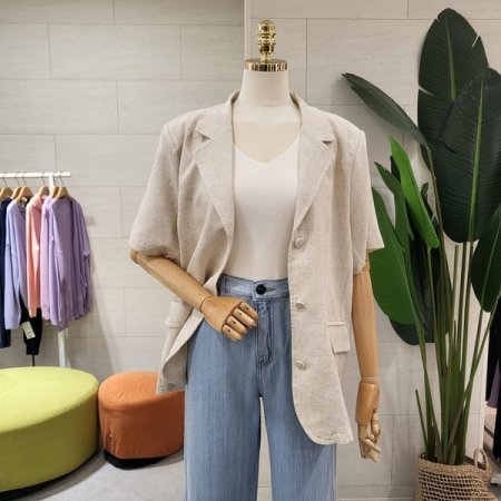 베이직 린넨혼방 반팔자켓