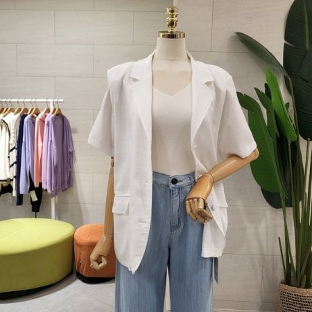 베이직 린넨혼방 반팔자켓