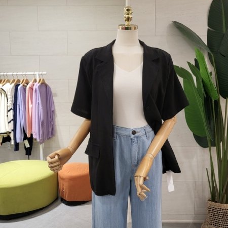 베이직 린넨혼방 반팔자켓