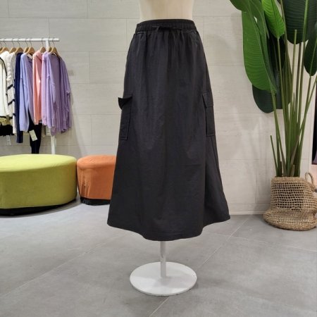 바스락 뒷트임 카고 스커트