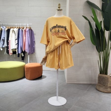 루즈핏 런프린트 반바지세트