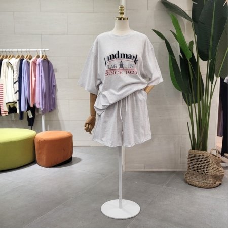 루즈핏 런 프린트 반바지세트