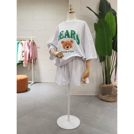 루즈핏 베어클럽 반바지 세트