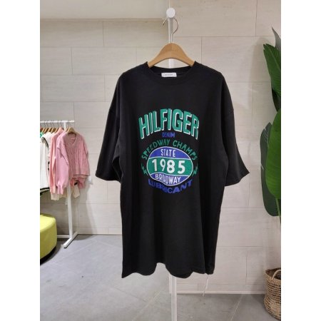 루즈핏 데님 카우스 반팔티셔츠