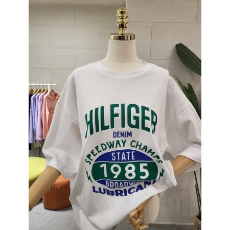 루즈핏 데님 카우스 반팔티셔츠