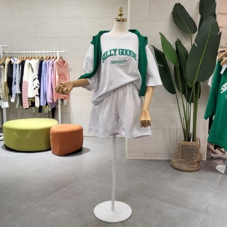 실리 레터링자수 반바지세트